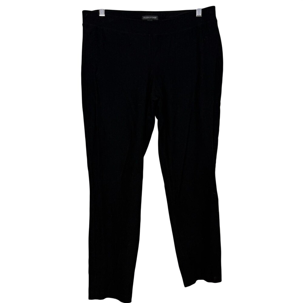 Eileen Fisher Pants Womens S/P Petite Black Knit Slim Ankle Pull On Stretch